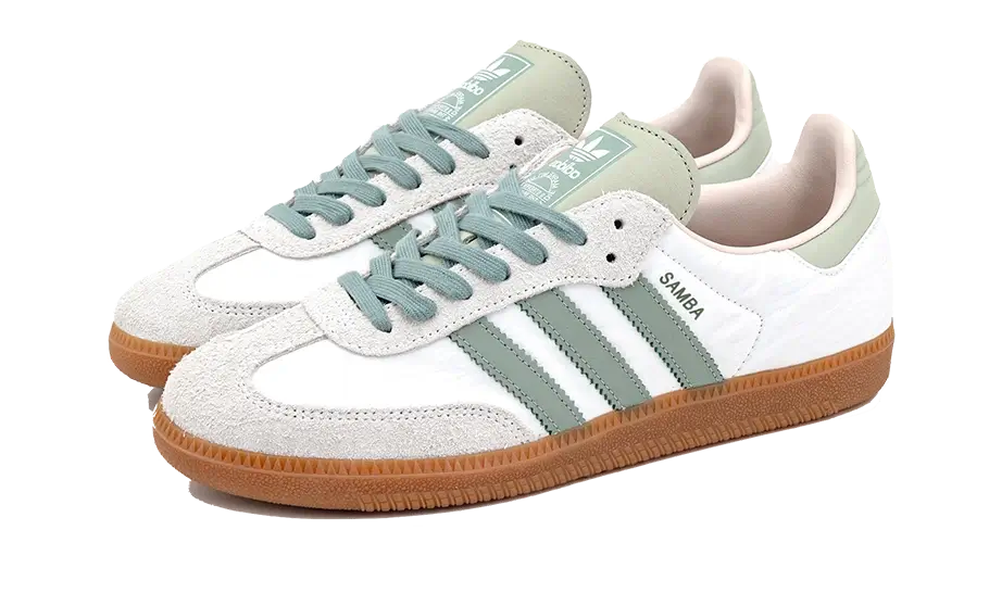 Adidas Samba OG  Cloud White Silver Green