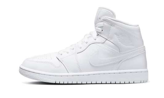 Air Jordan 1 Mid Triple White Patent Swoosh